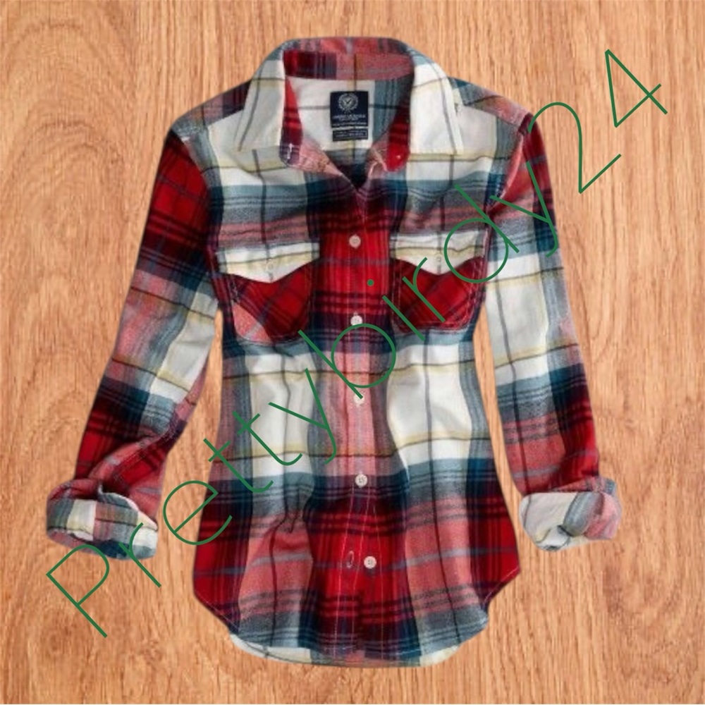 Y2K AEO Favorite Fit Plaid Flannel Button Down Shirt